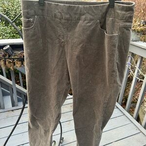 Slimsation By Multiples Olive Brown Corduroy Like Straight Leg Pants 14p